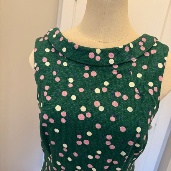 Boden Martha Shift Sleeveless Polka Dot Dress Sap Green Dandelion Size 6 - Picture 4 of 15